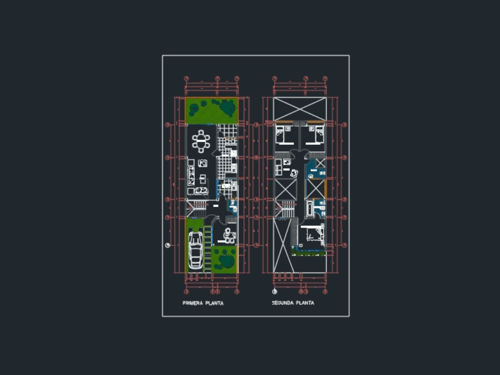 Housing plan - duplex in AutoCAD | Download CAD free (605 ... electrical plan in revit 