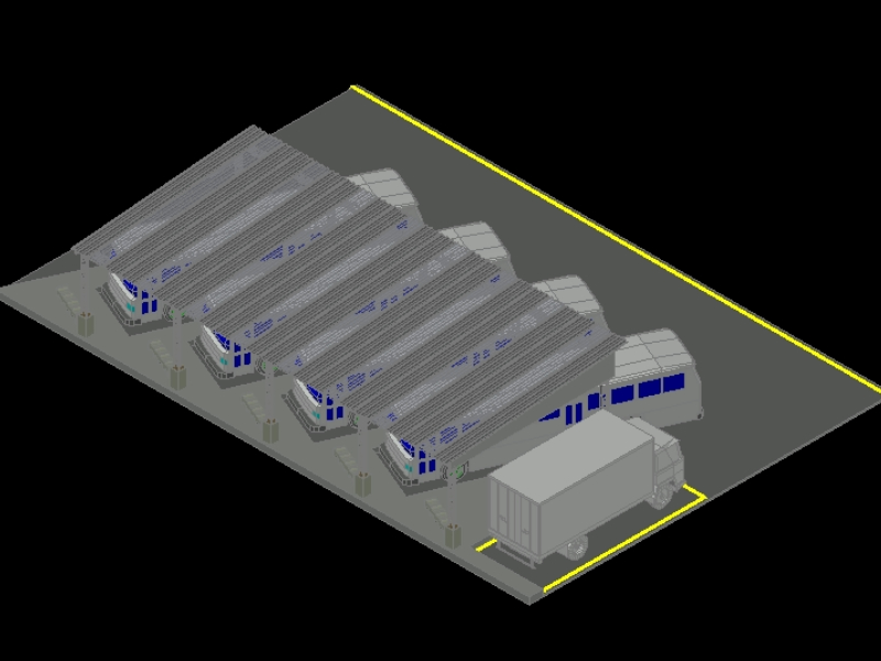 Bus and truck terminal in 3d