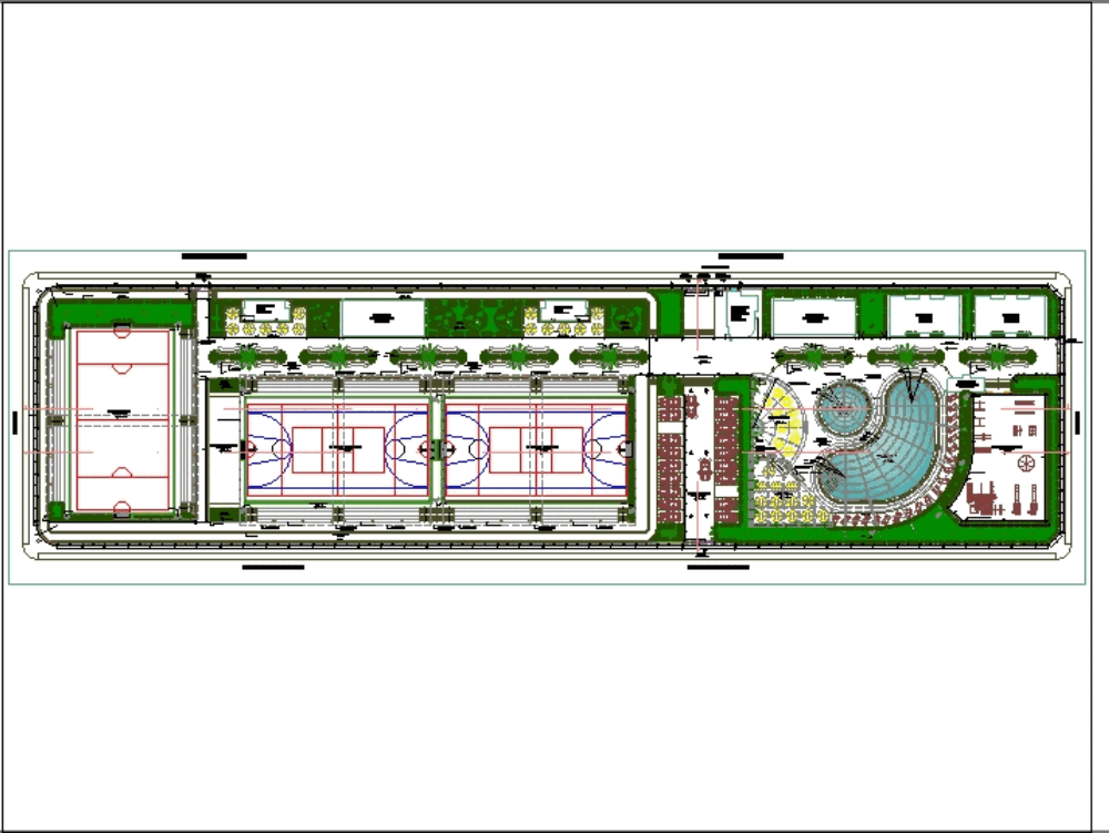 Complejo deportivo en AutoCAD | Descargar CAD ( MB) | Bibliocad