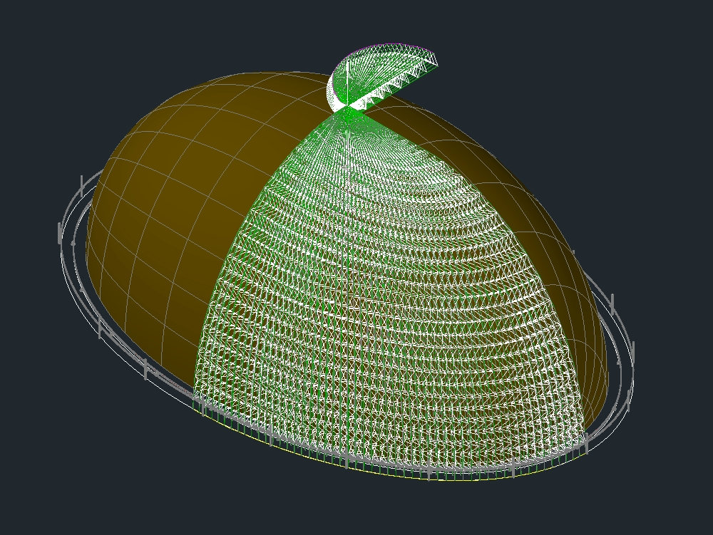 Sistema de pórtico para la cúpula elíptica 3D