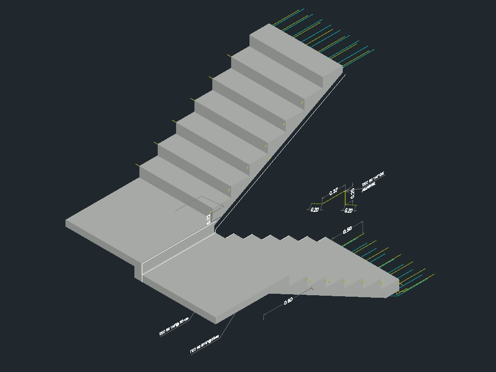 Armado estructural  de escalera 3D