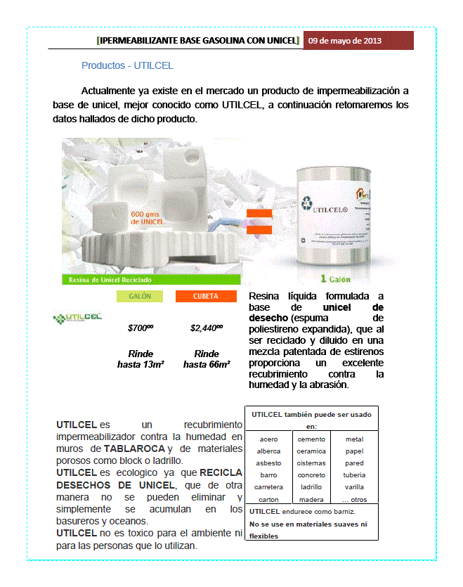 Analysis Waterproofing B. Unicel
