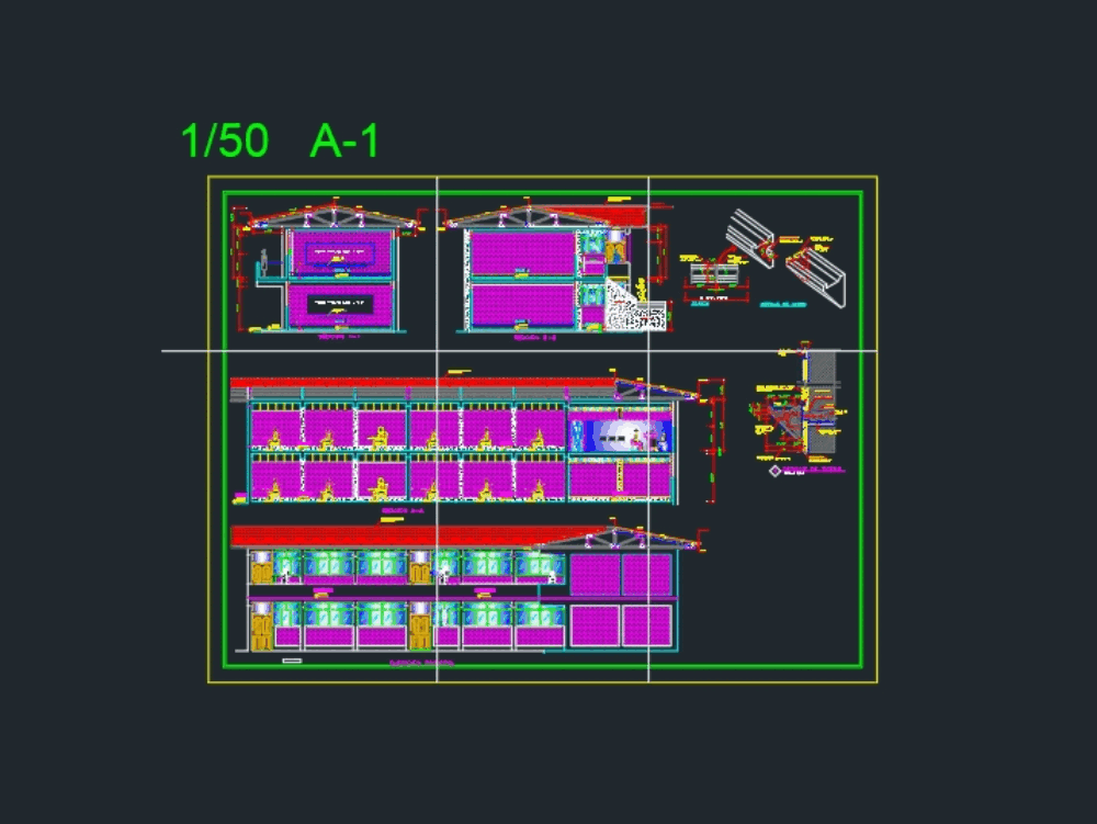 Elevação E Secção De Salas De Aula Em Autocad Cad 95725 Kb Bibliocad 5840