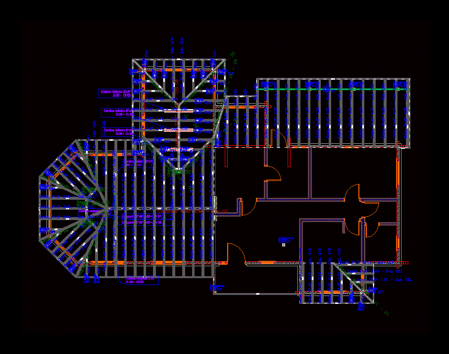 Estructura de techo de madera en AutoCAD | CAD (148.16 KB) | Bibliocad
