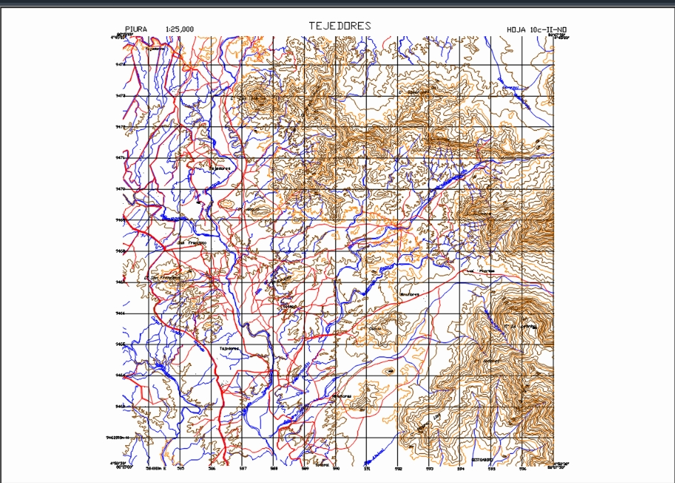 Piura topographic map