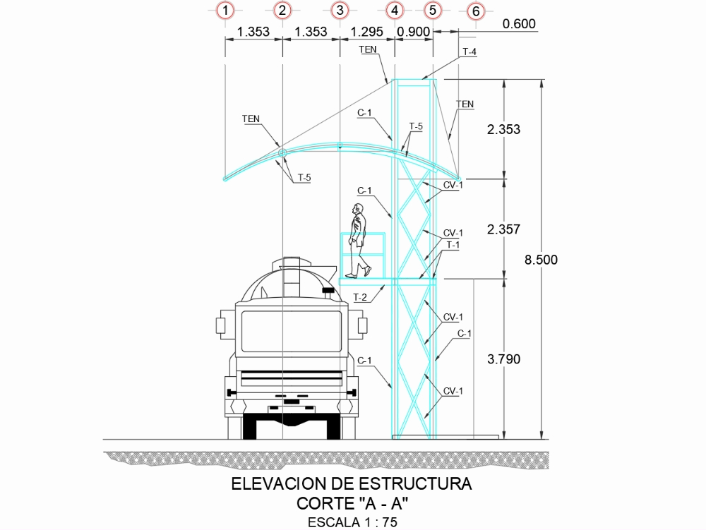 Escalera de inspección de camiones