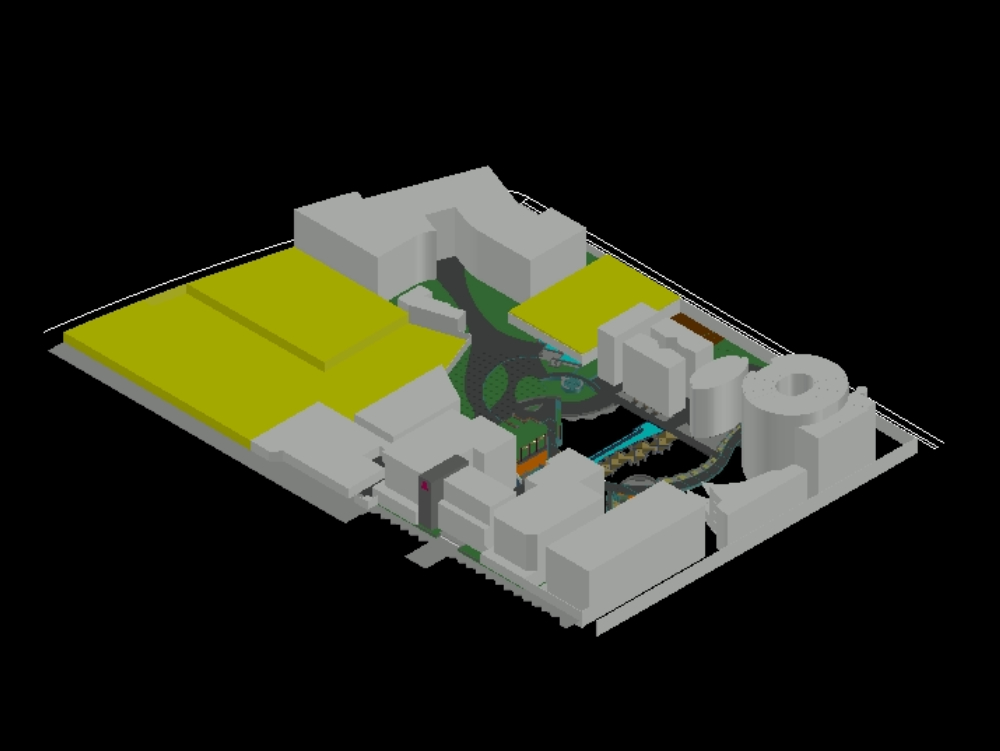 Gardens and pavilions in 3d.