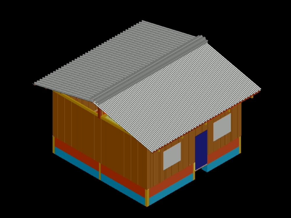 Maison unifamiliale en 3D.