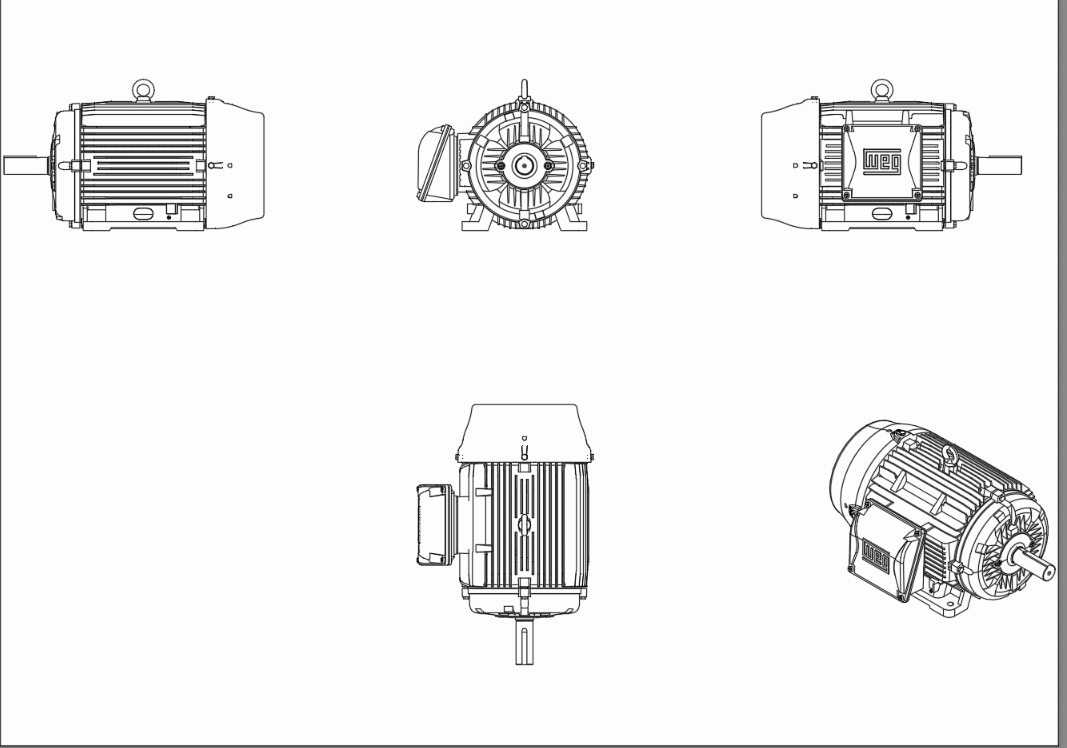 motor weg dwg hp autocad bibliocad cad block library 1000