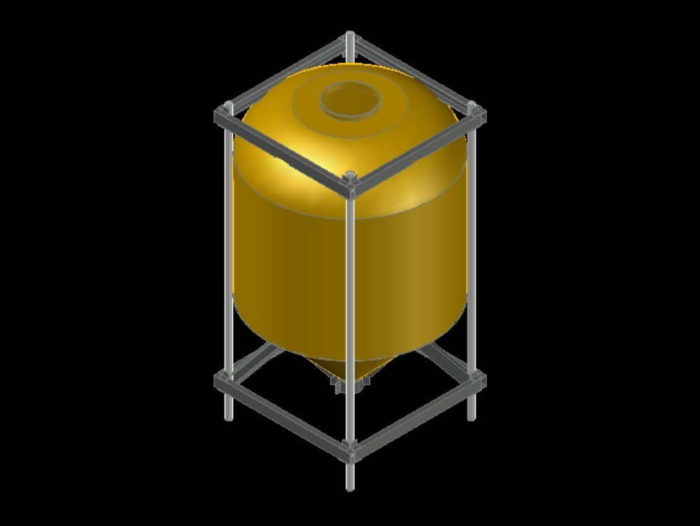 Tank with metallic support in 3d