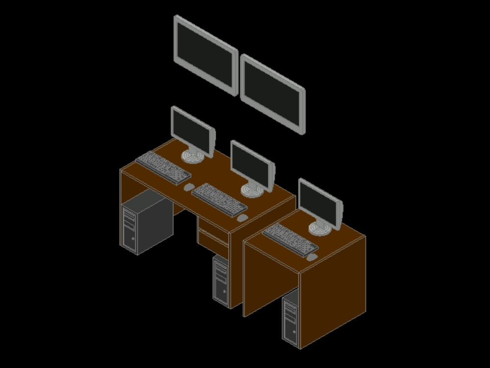 Bureau pour salle informatique en 3D