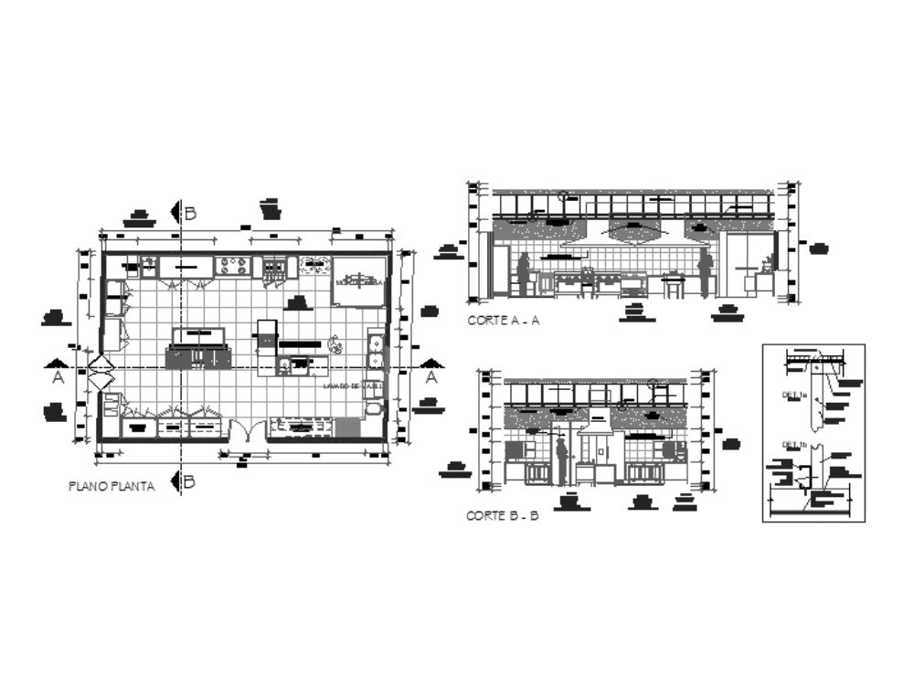 Architectural kitchen in AutoCAD | Download CAD free (390.93 KB ...