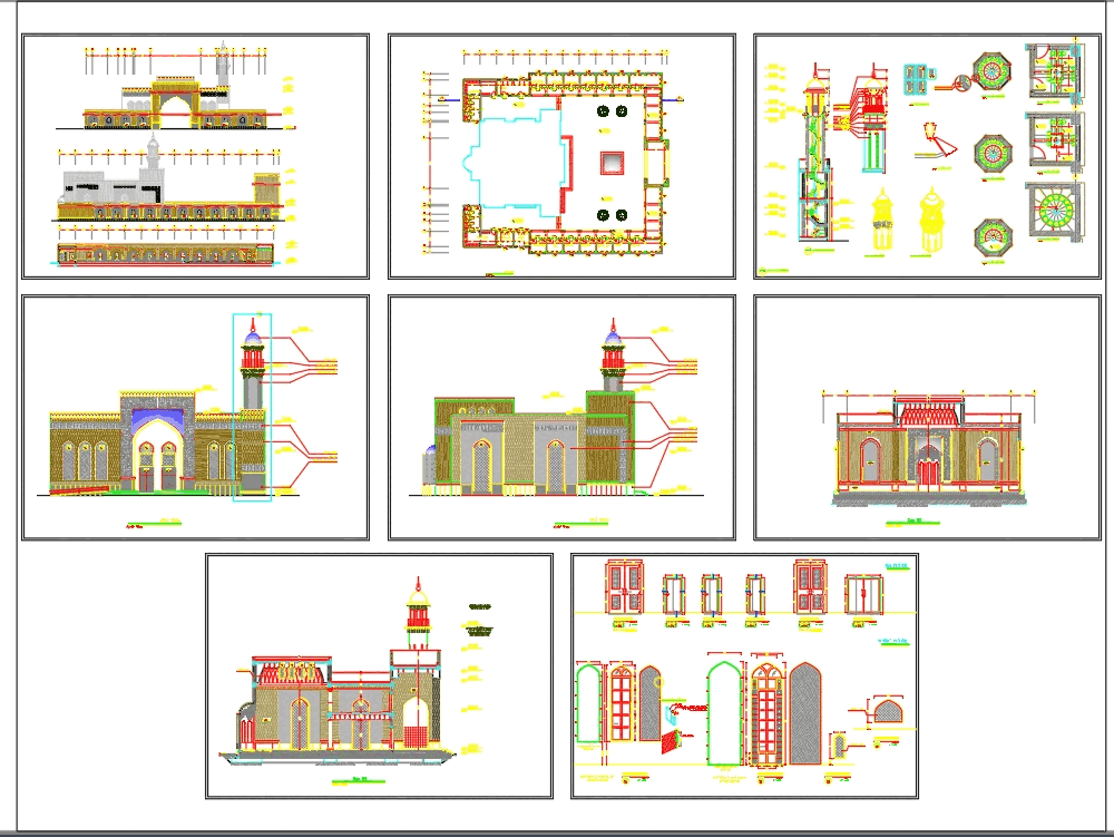 Mosque; architectural plan; in AutoCAD | CAD (6.62 MB 