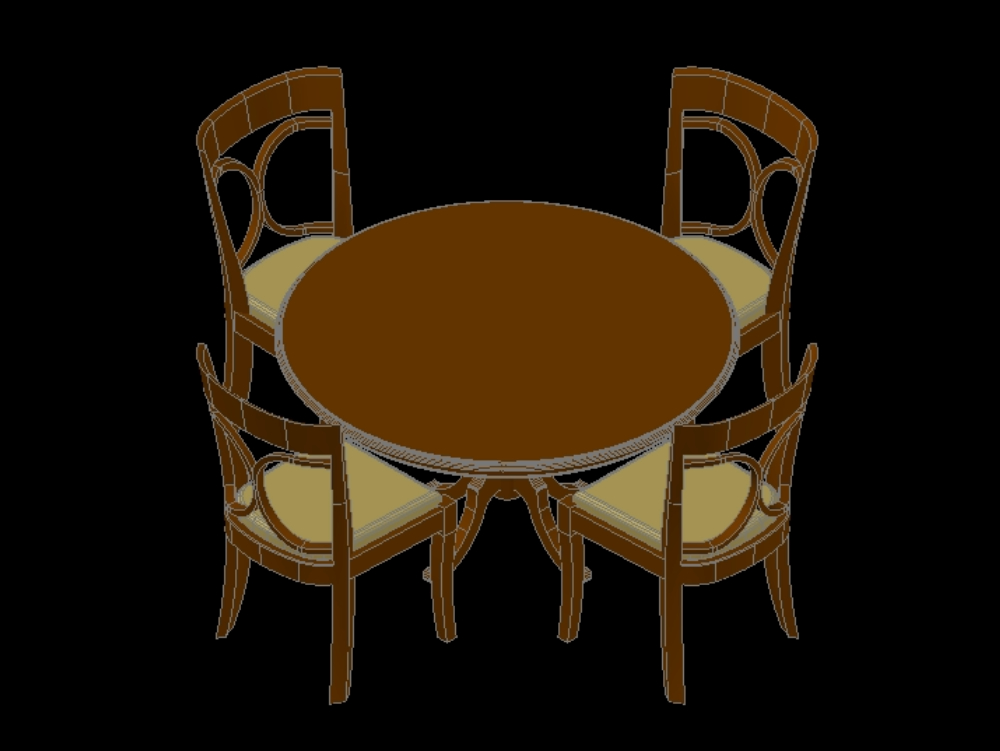 Sala de jantar clássica em madeira 3D