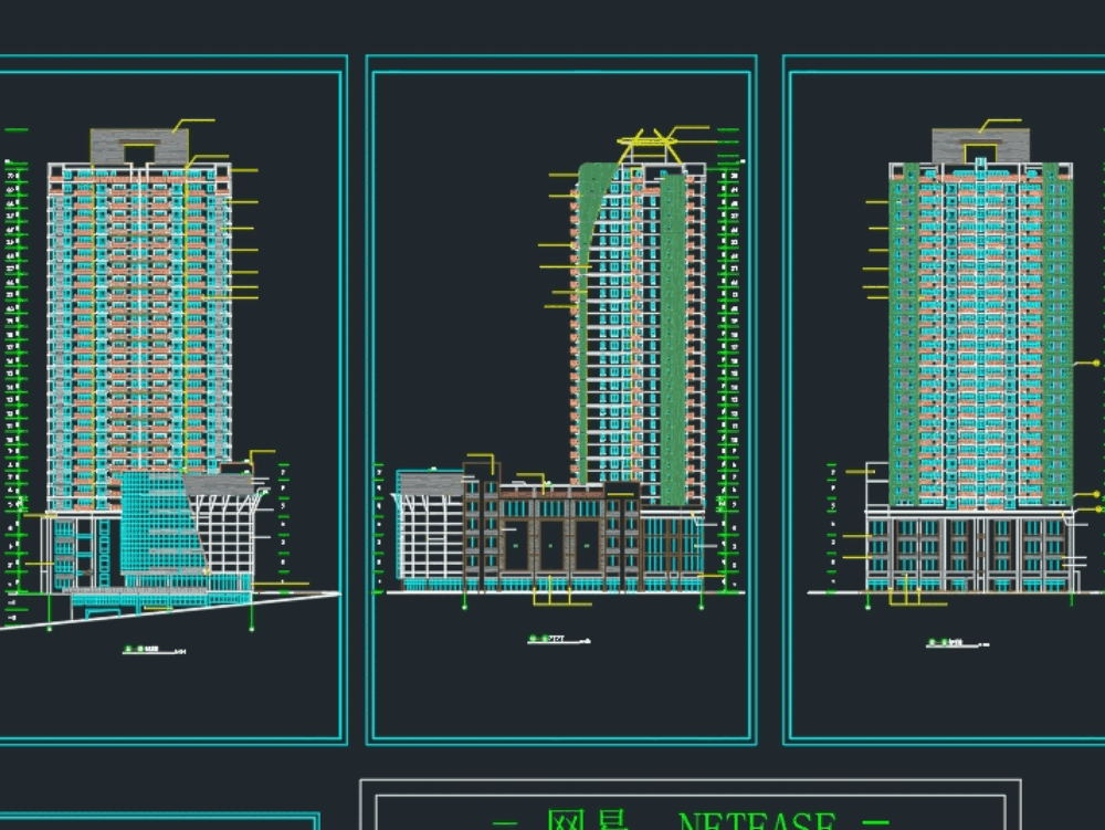 high-rise building in autocad cad download 1.7 mb
