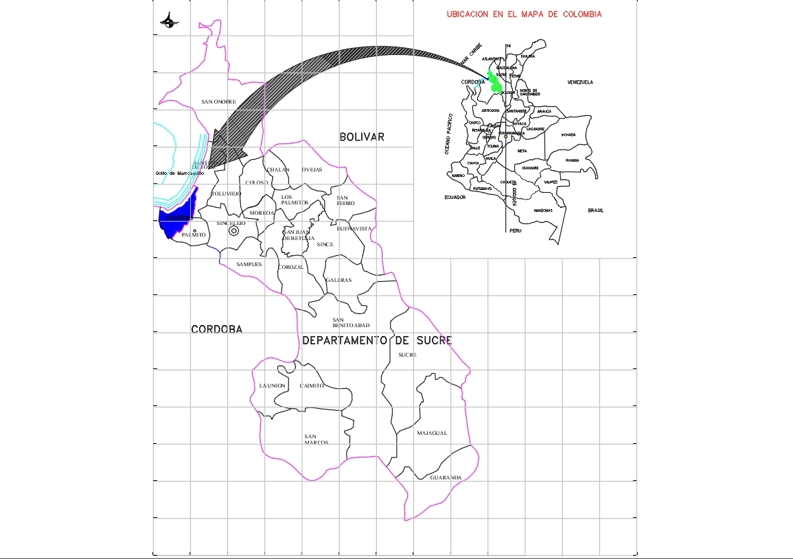 Geografische Lage von Coveñas