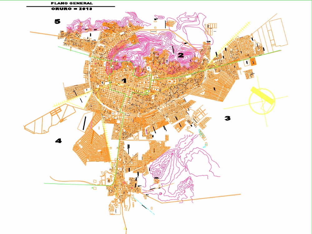 Plano urbanístico de Oruro, Bolivia