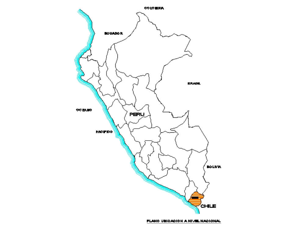 Mapa de ubicación de Tacna - Perú. 