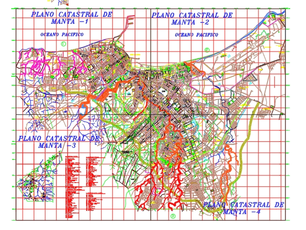 Plan cadastral de la ville manta-equateur