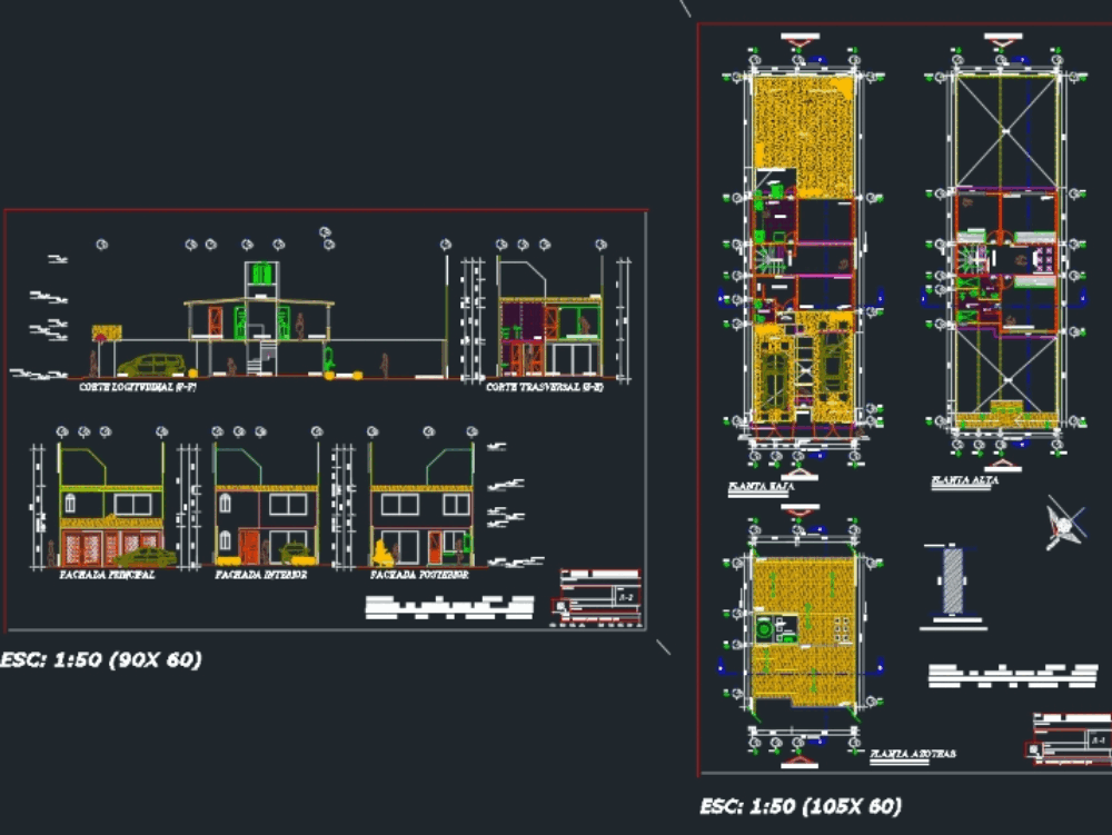 Casa habitacional en AutoCAD  Descargar CAD gratis (2.61 