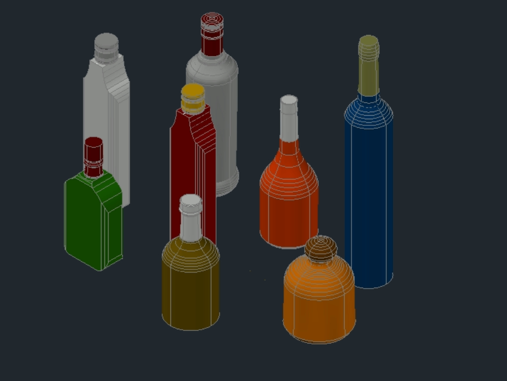 bouteilles de vin 3D