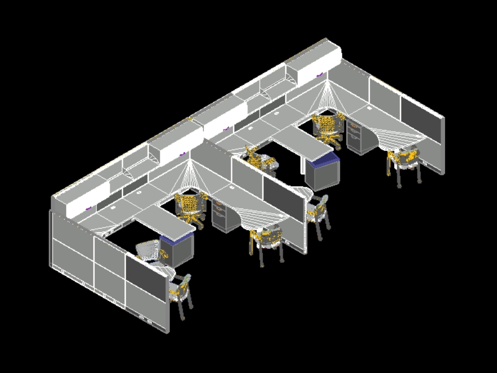 Modular desks in 3d.