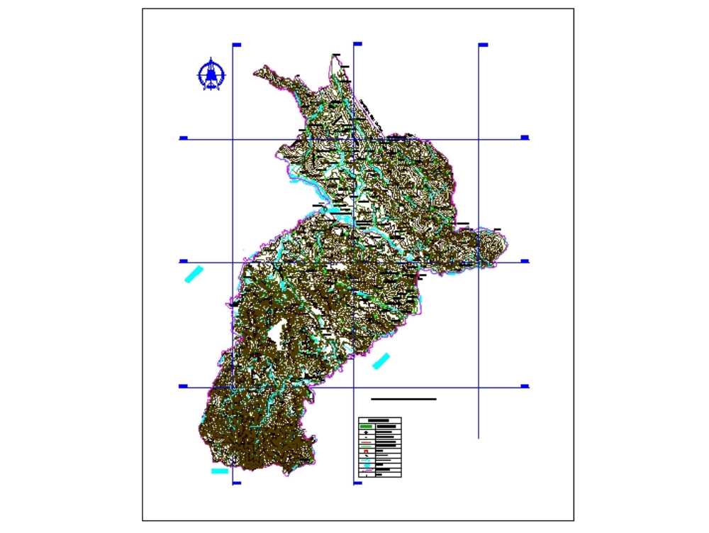 Physical - political map of pichanaki, peru.