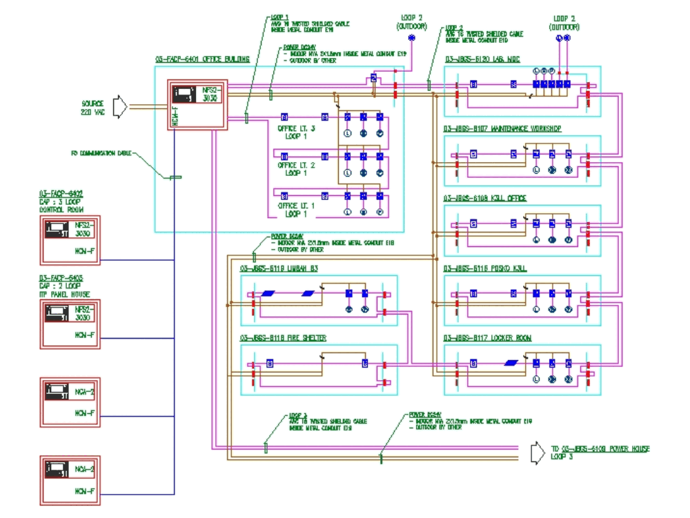 Fire Alarm System Office Building Dwg Block For Autocad • Designscad 714 3919