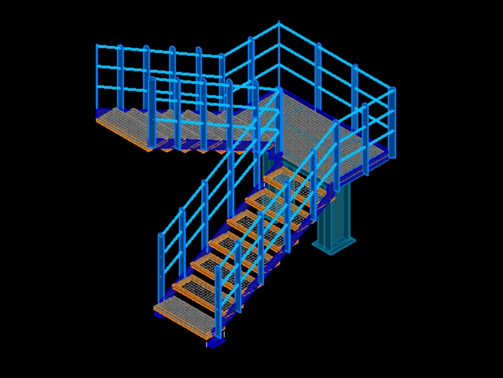 metal staircase in 3d