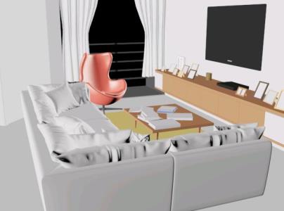 Sala y Dormitorio 3D