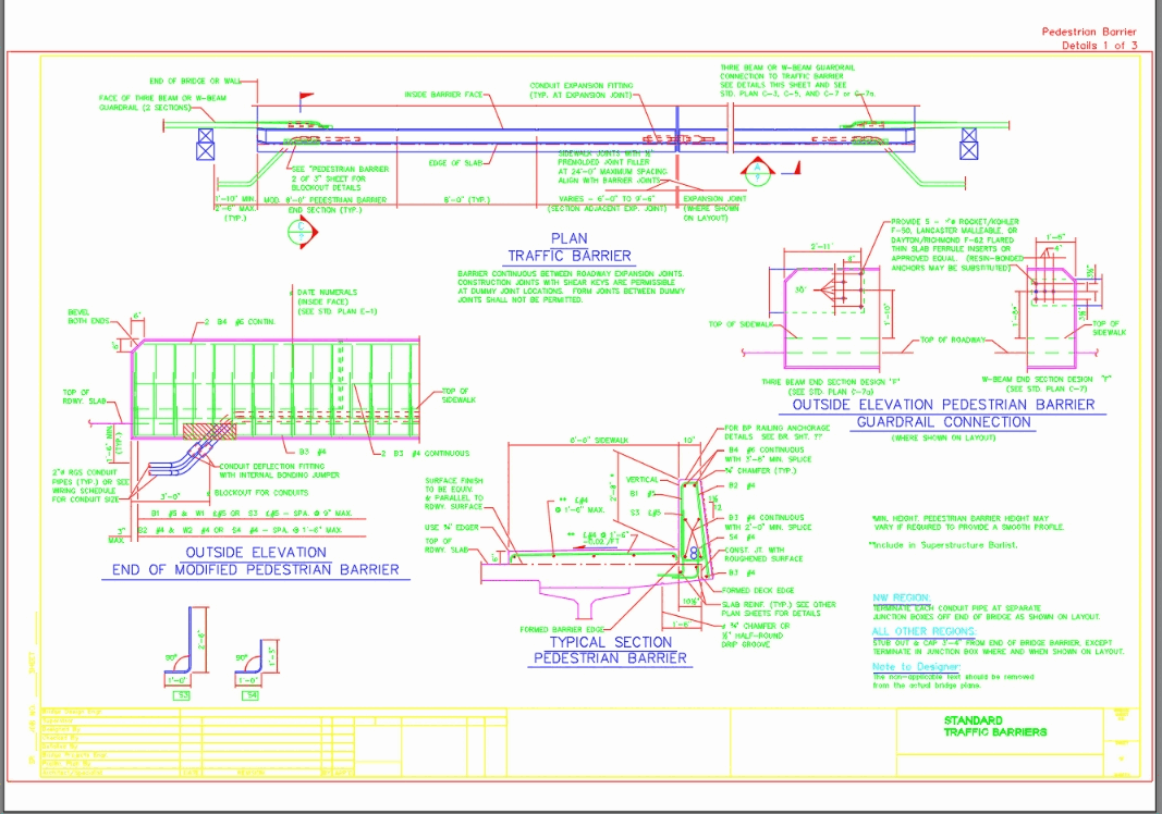 Standard traffic barrier bridge in AutoCAD CAD (59.46 KB) Bibliocad