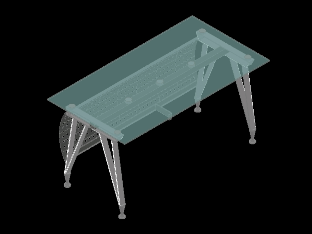 3D-Schreibtisch aus Glas