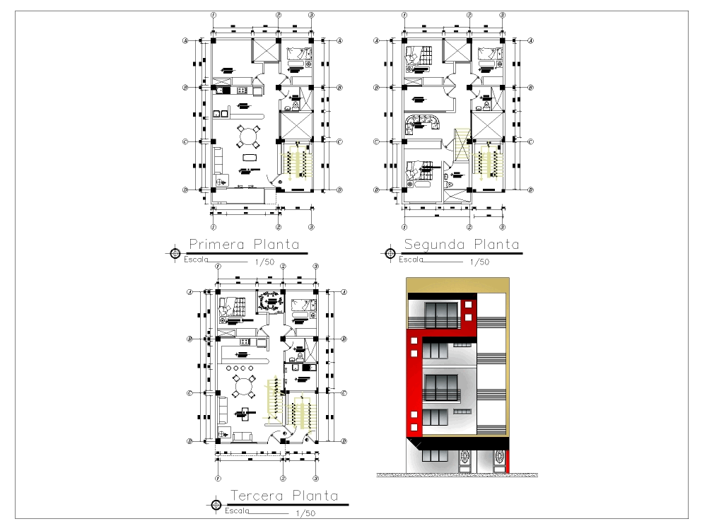 Planos De Vivienda Bifamiliar En Dwg Autocad Vivienda Unifamiliar Hot Sexiz Pix