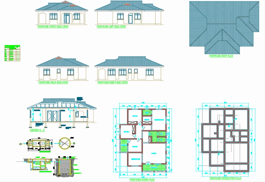 House plan three bedroom in AutoCAD | Download CAD free ...