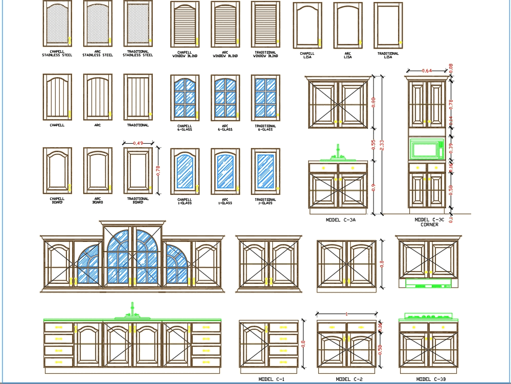 Kitchen furniture in AutoCAD | Download CAD free (110.35 KB) | Bibliocad