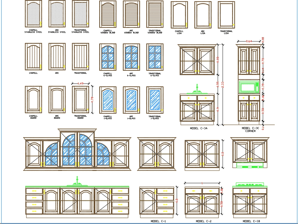 Kitchen Cabinet Cad - Various Kitchen Cabinet Autocad Blocks