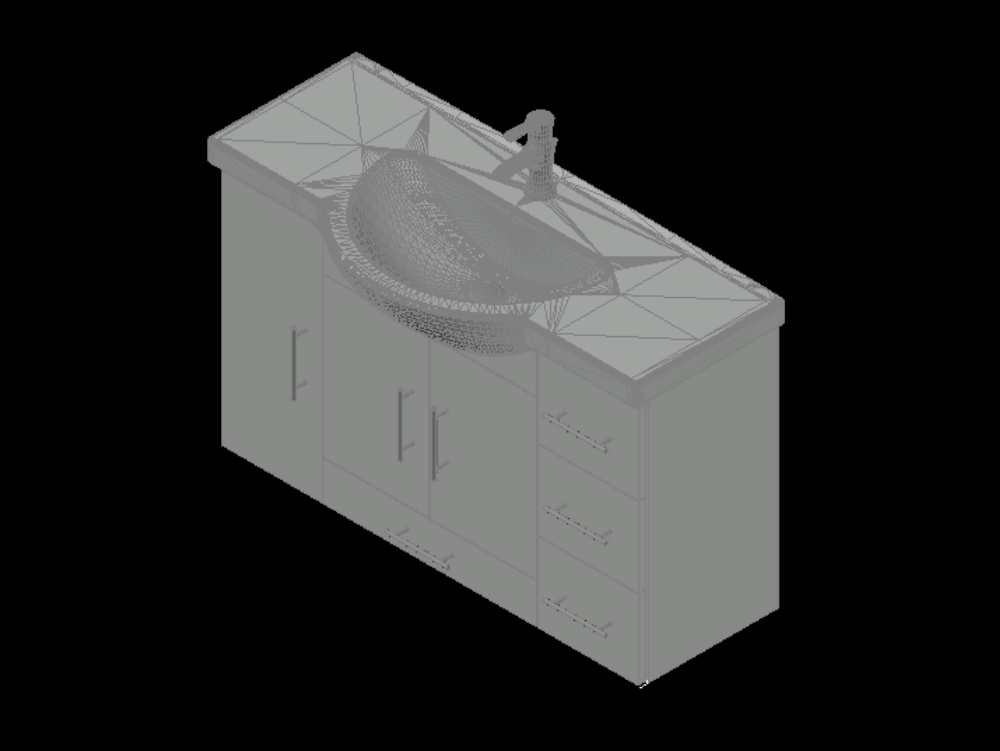 Waschbecken mit Möbeln in 3D