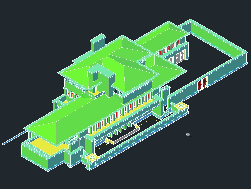 Robie house facades in 3d