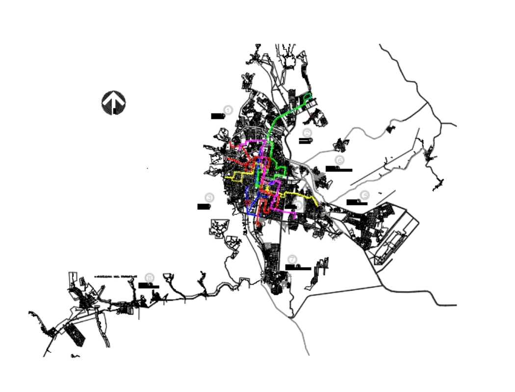 Carte des itinéraires urbains - san pedro sula