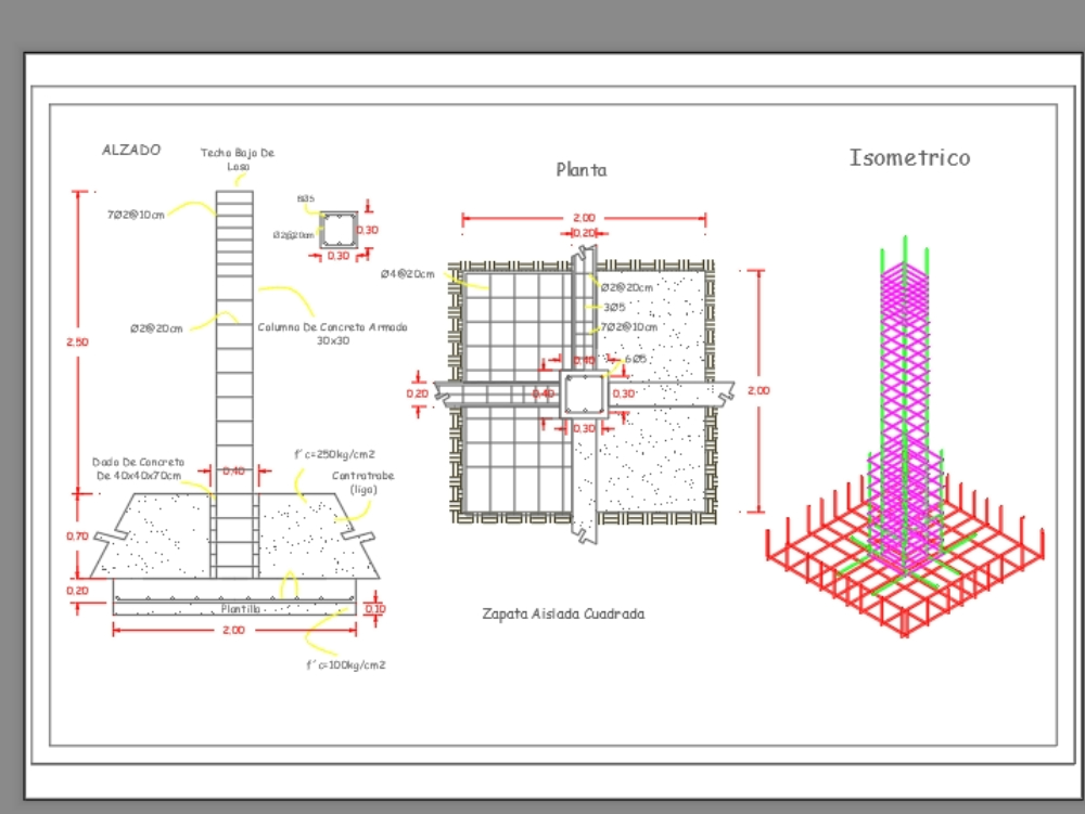 Pedestal with Column Footing Detail - CAD Files, DWG files