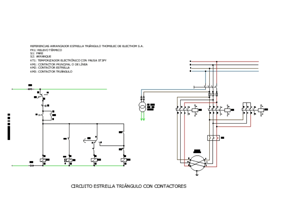 Triangle star delta starter in AutoCAD | CAD (44.91 KB ... 3 phase motor circuit diagram 