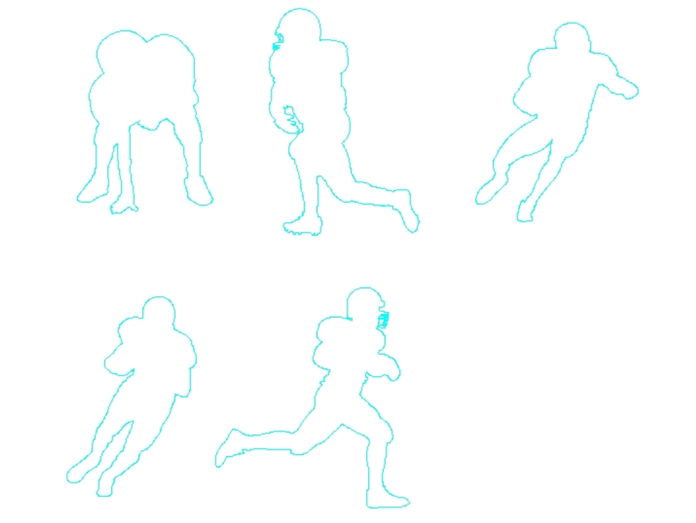 Silhouettes of people playing American football.