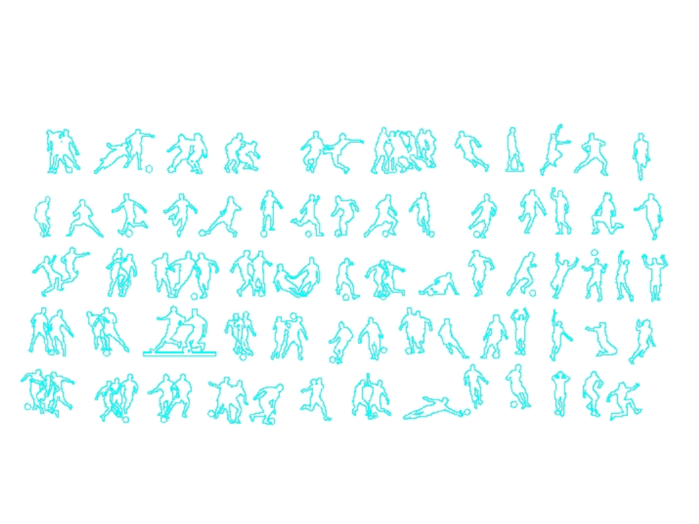 Figura 2d pessoas jogando futebol em AutoCAD, CAD (25.34 KB)