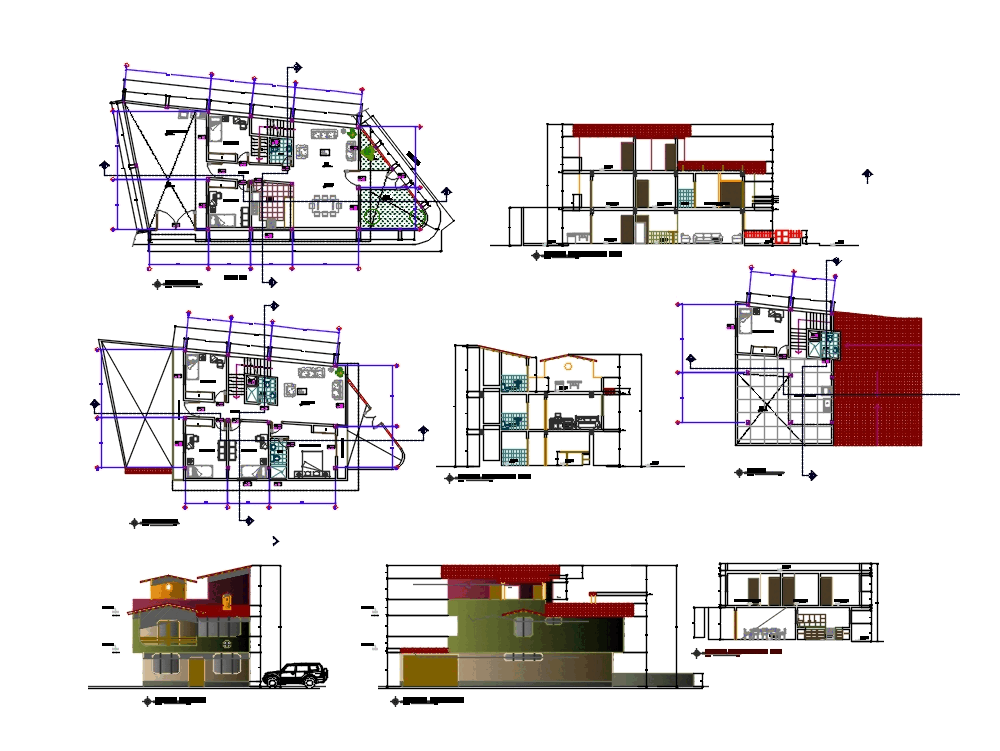 Plano vivienda unifamiliar de tres pisos (632.1 KB) | Bibliocad