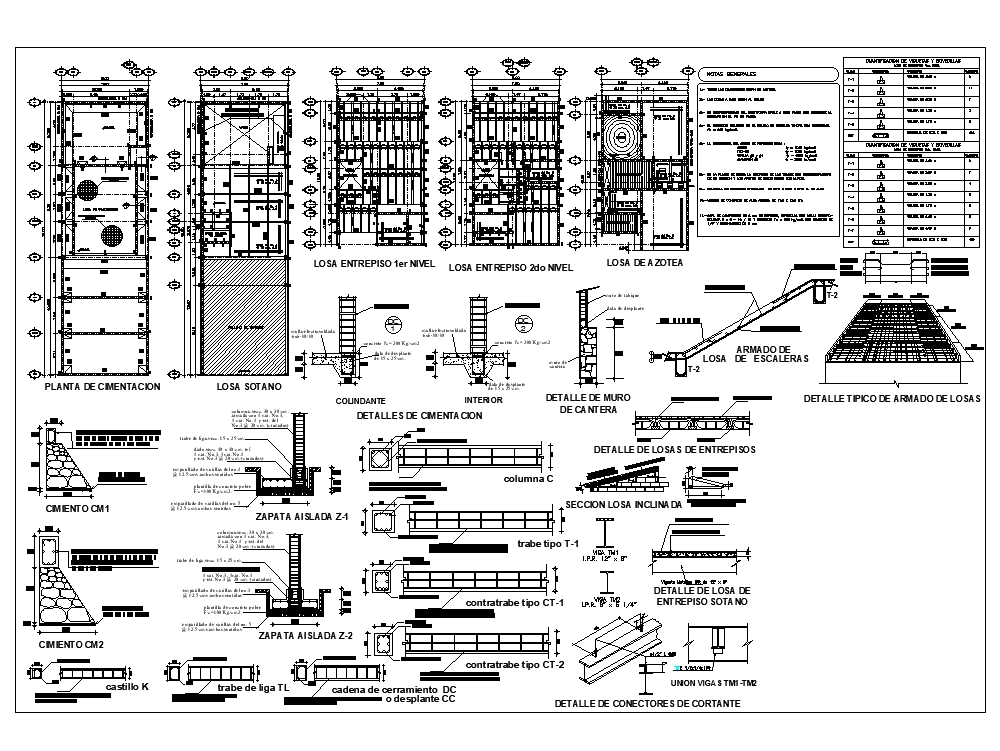 Plano De Estructura Concreto Armado En Autocad Cad 46187 Kb Bibliocad 