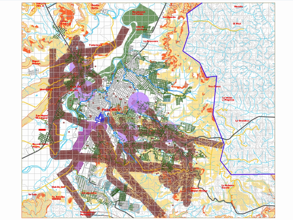 Stadtplan mit Zoneneinteilung