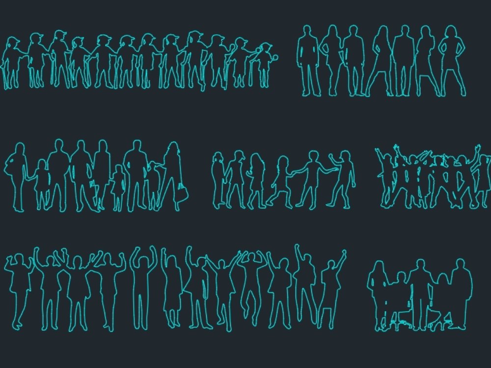 silhouettes de groupes de personnes