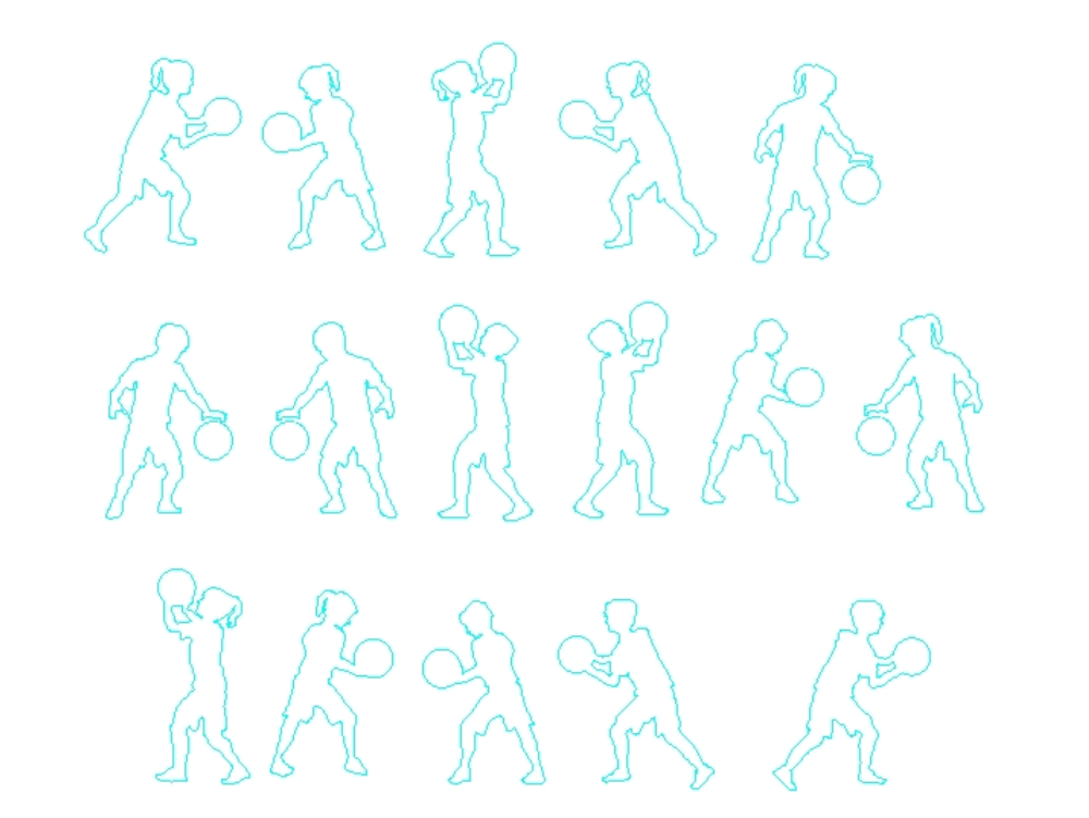 Silhouettes of children playing basketball