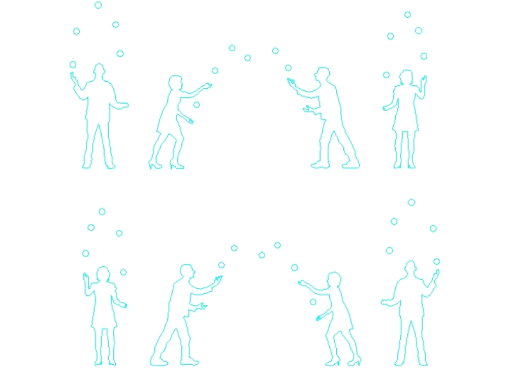 Silhouettes of people with juggling.