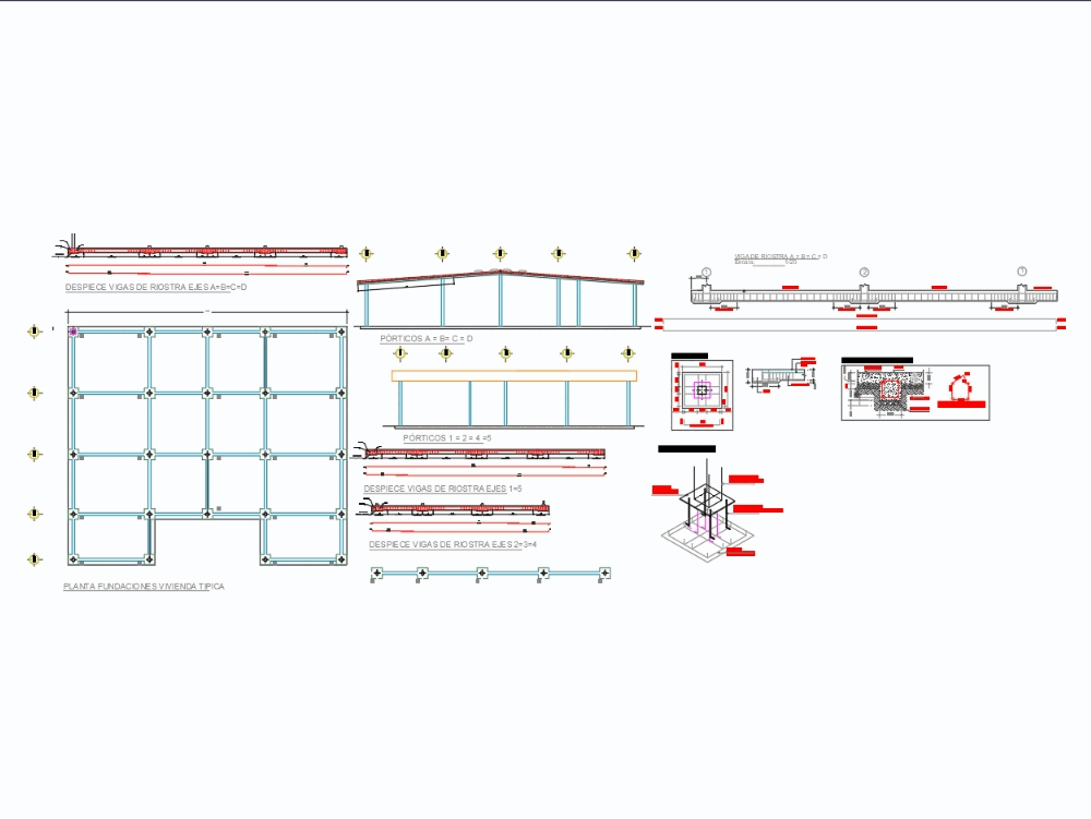 Fundaciones casa comunal en AutoCAD | Descargar CAD (292.03 KB) | Bibliocad